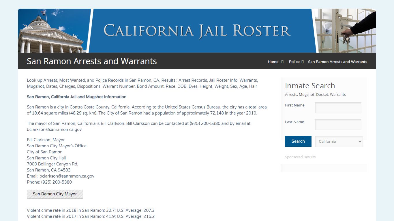 San Ramon Arrests and Warrants | Jail Roster Search